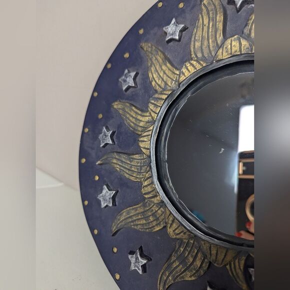 Vintage 90s Celestial Moon & Stars Resin Mirror – Whimsigoth Decor, 11" - Picture 6 of 9